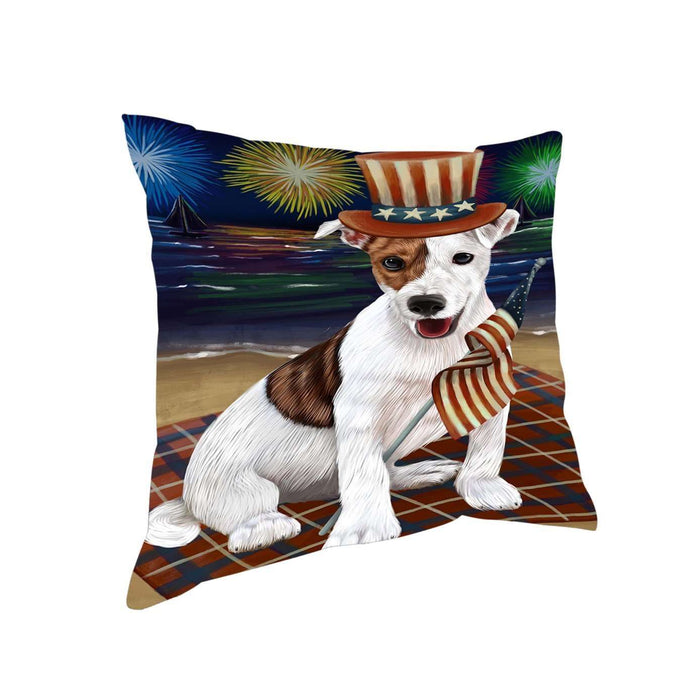 4th of July Independence Day Firework Jack Russell Terrier Dog Pillow PIL51556