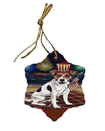 4th of July Independence Day Firework Jack Russell Terrier Dog Star Porcelain Ornament SPOR48915