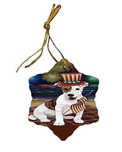 4th of July Independence Day Firework Jack Russell Terrier Dog Star Porcelain Ornament SPOR48917