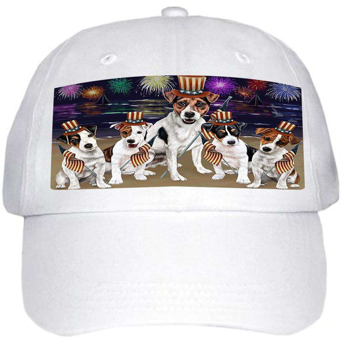 4th of July Independence Day Firework Jack Russell Terriers Dog Ball Hat Cap HAT50505