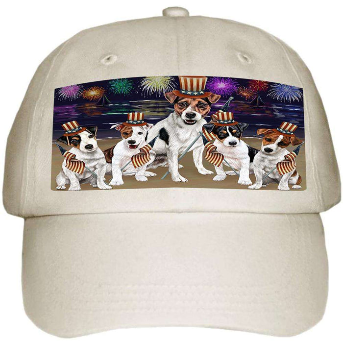 4th of July Independence Day Firework Jack Russell Terriers Dog Ball Hat Cap HAT50505