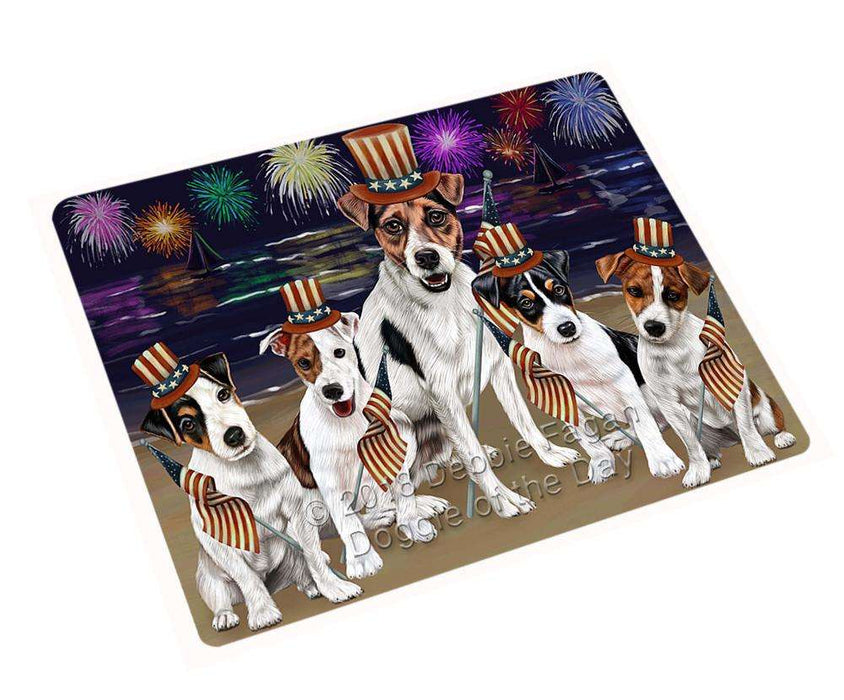 4th of July Independence Day Firework Jack Russell Terriers Dog Blanket BLNKT55920 (37x57 Sherpa)