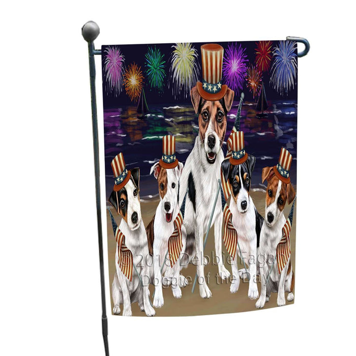 4th of July Independence Day Firework Jack Russell Terriers Dog Garden Flag GFLG48833