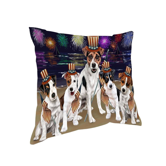 4th of July Independence Day Firework Jack Russell Terriers Dog Pillow PIL51552