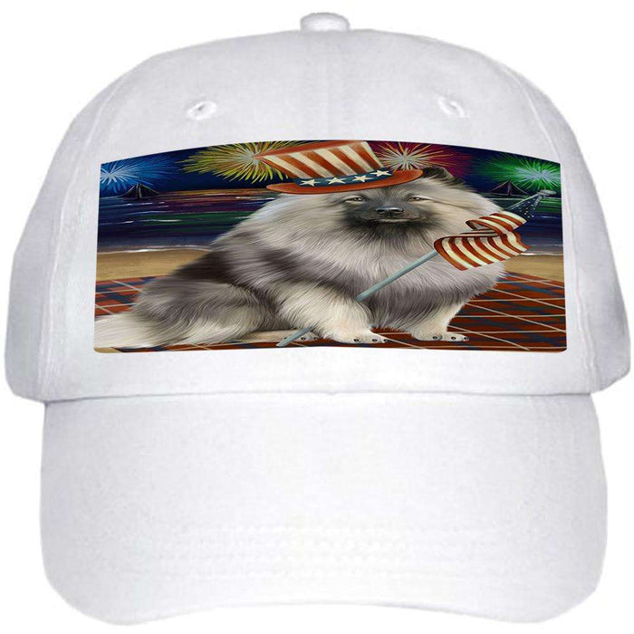 4th of July Independence Day Firework Keeshond Dog Ball Hat Cap HAT60048