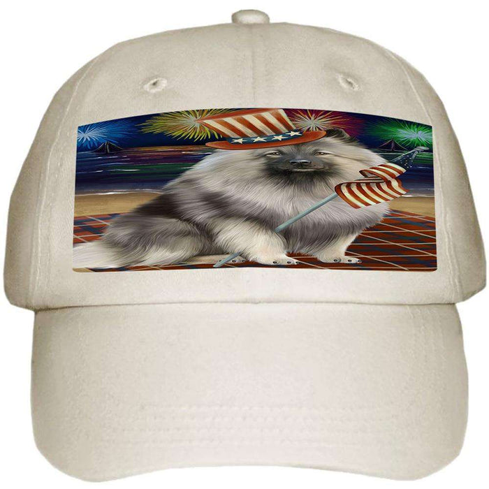 4th of July Independence Day Firework Keeshond Dog Ball Hat Cap HAT61062