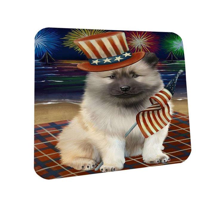 4th of July Independence Day Firework Keeshond Dog Coasters Set of 4 CST52404