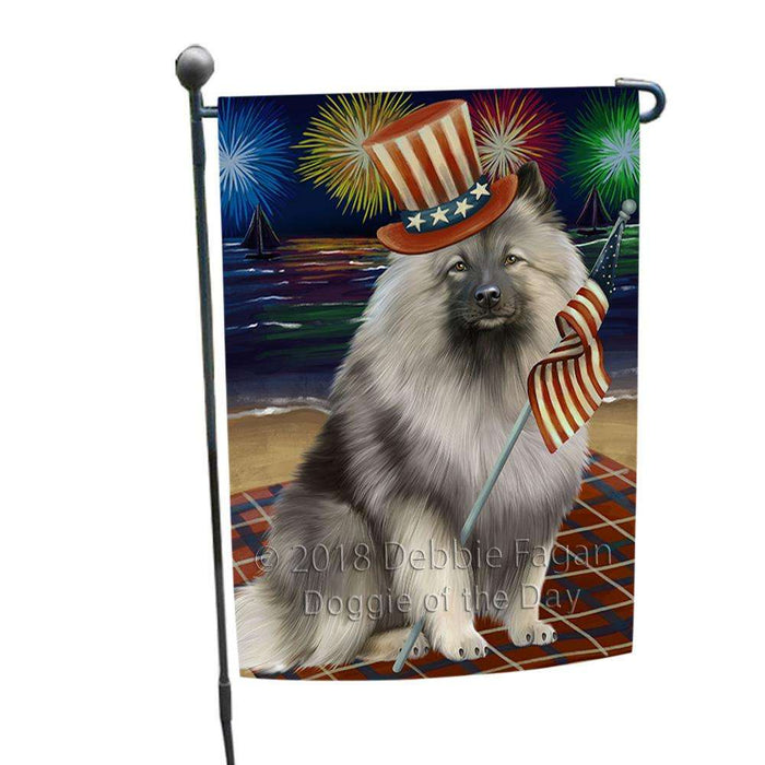 4th of July Independence Day Firework Keeshond Dog Garden Flag GFLG52050
