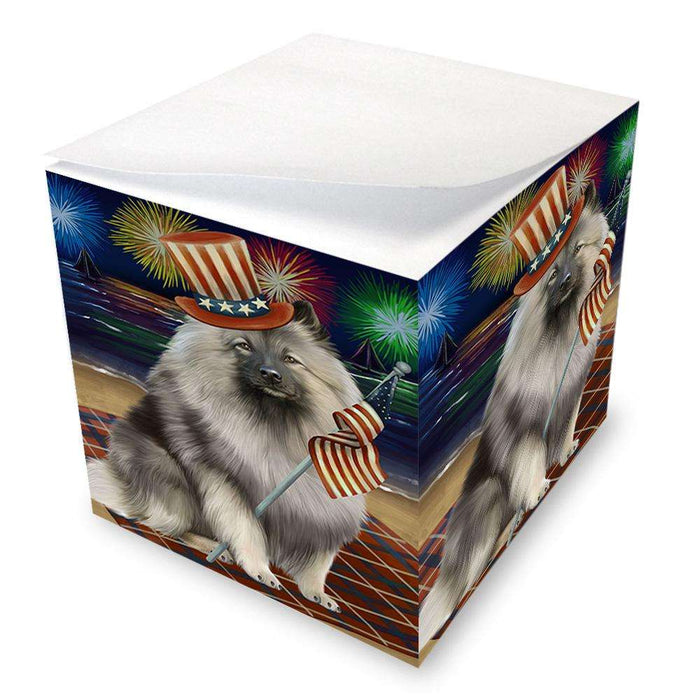 4th of July Independence Day Firework Keeshond Dog Note Cube NOC52053