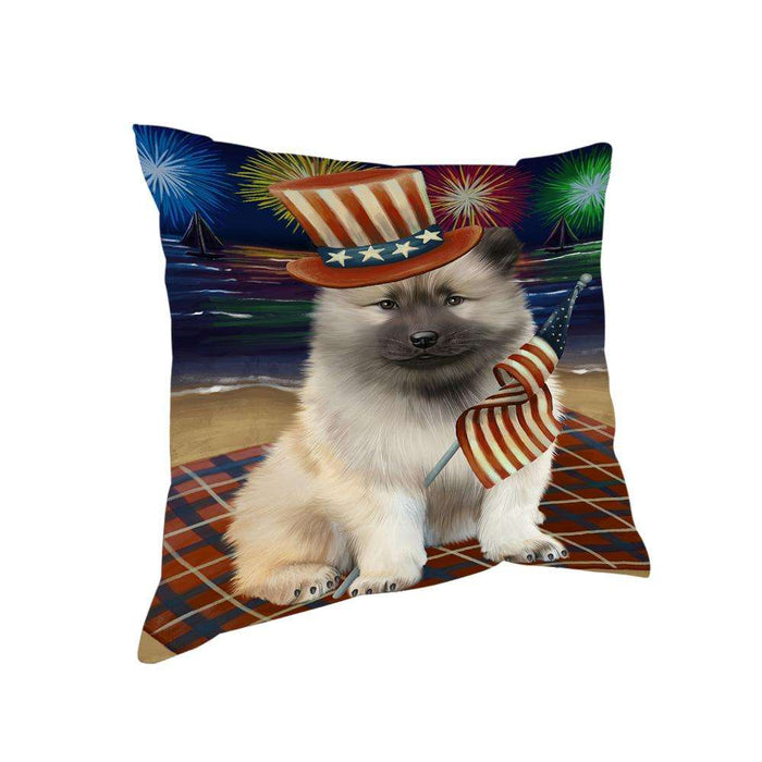 4th of July Independence Day Firework Keeshond Dog Pillow PIL64584
