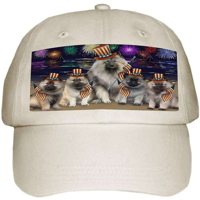 4th of July Independence Day Firework Keeshonds Dog Ball Hat Cap HAT60051