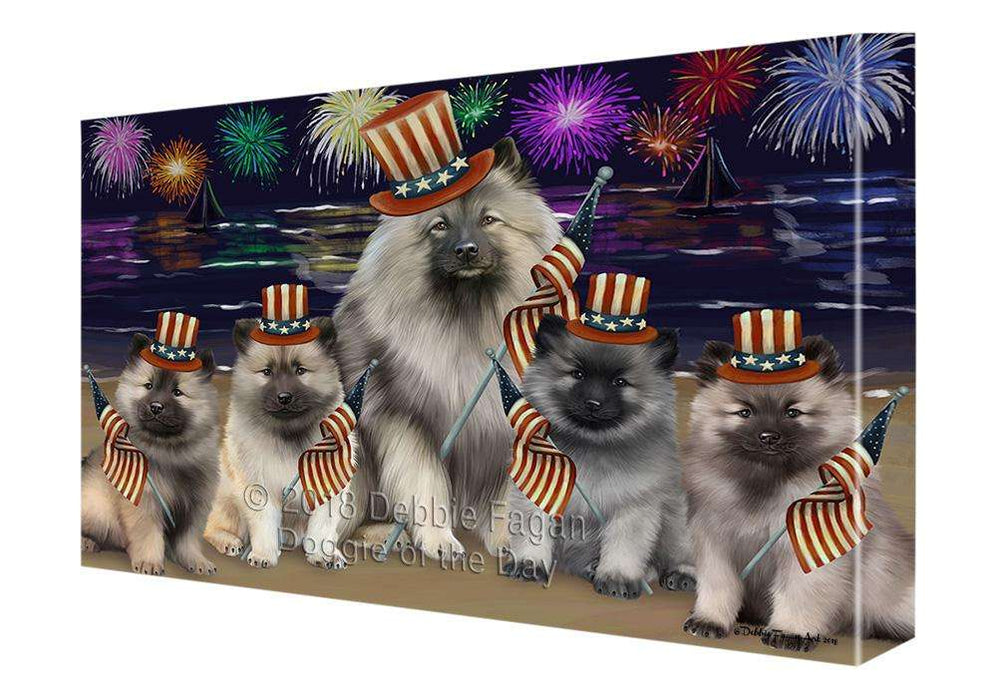 4th of July Independence Day Firework Keeshonds Dog Canvas Print Wall Art Décor CVS85751