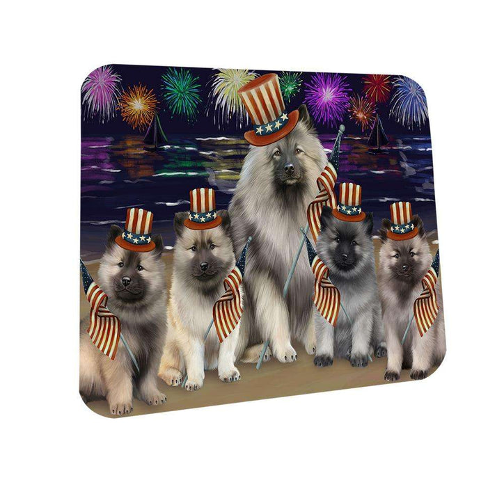 4th of July Independence Day Firework Keeshonds Dog Coasters Set of 4 CST52013