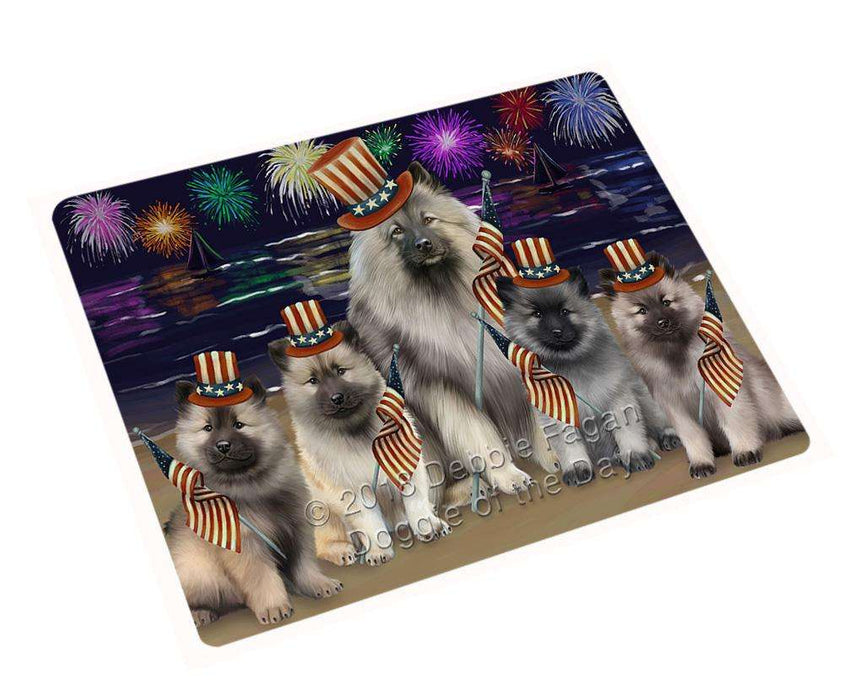 4th of July Independence Day Firework Keeshonds Dog Cutting Board C60411