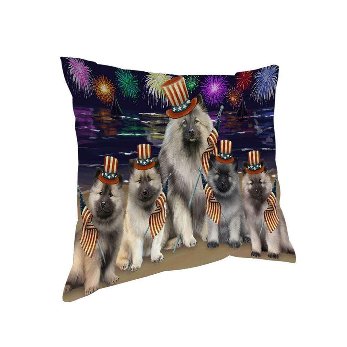 4th of July Independence Day Firework Keeshonds Dog Pillow PIL64580