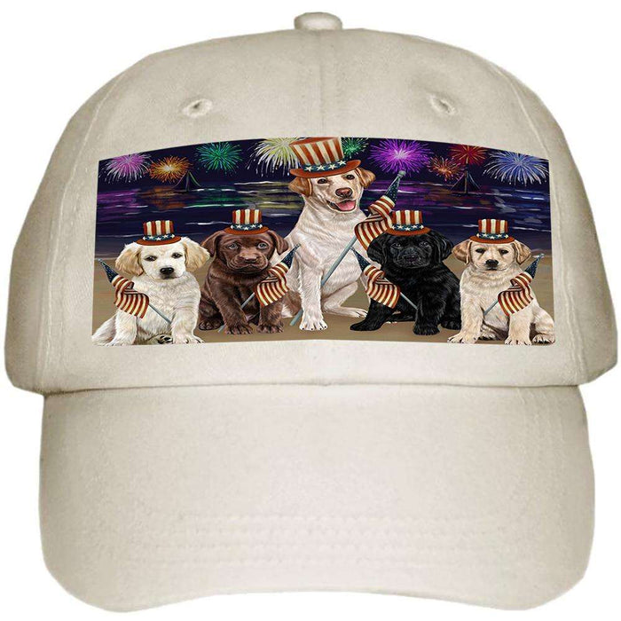4th of July Independence Day Firework Labrador Retriever Dog Ball Hat Cap HAT50517