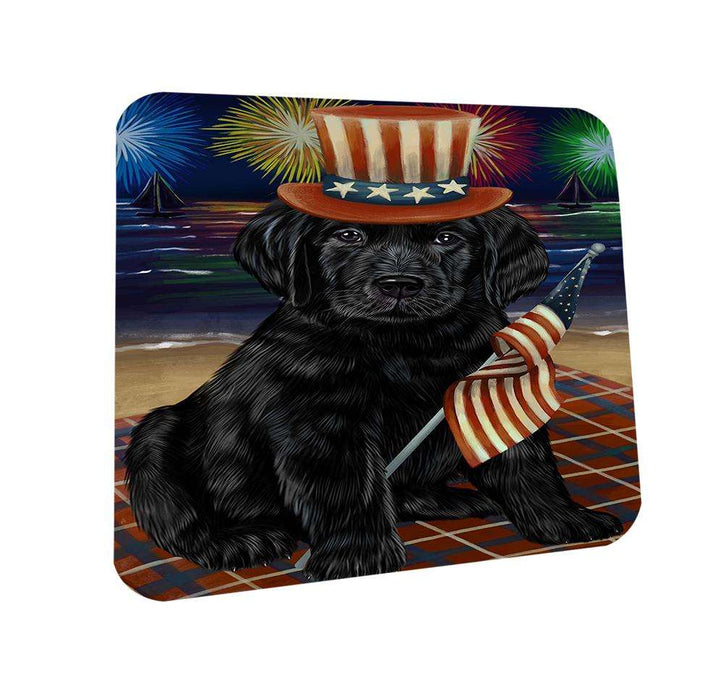 4th of July Independence Day Firework Labrador Retriever Dog Coasters Set of 4 CST48889