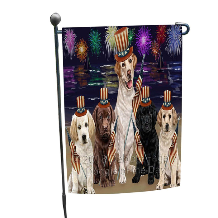 4th of July Independence Day Firework Labrador Retriever Dog Garden Flag GFLG48837