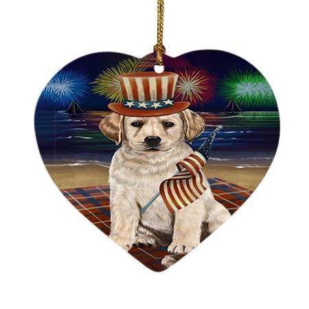 4th of July Independence Day Firework Labrador Retriever Dog Heart Christmas Ornament HPOR48926