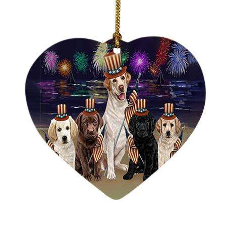 4th of July Independence Day Firework Labrador Retriever Dog Heart Christmas Ornament HPOR48928