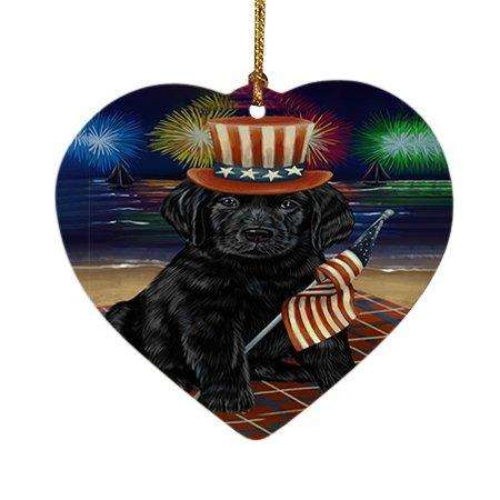 4th of July Independence Day Firework Labrador Retriever Dog Heart Christmas Ornament HPOR48930