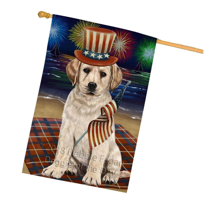 4th of July Independence Day Firework Labrador Retriever Dog House Flag FLG48891