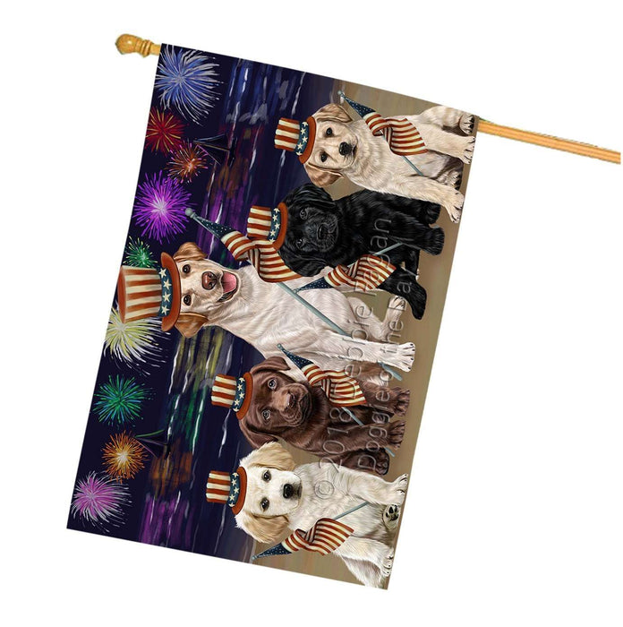 4th of July Independence Day Firework Labrador Retriever Dog House Flag FLG48893