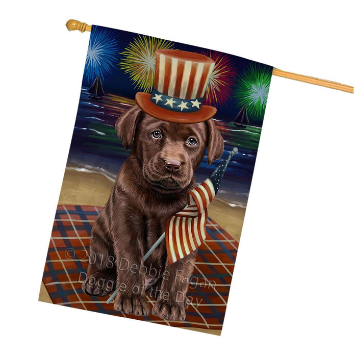 4th of July Independence Day Firework Labrador Retriever Dog House Flag FLG48894