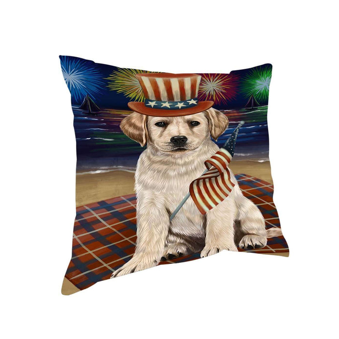 4th of July Independence Day Firework Labrador Retriever Dog Pillow PIL51560