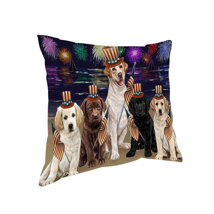 4th of July Independence Day Firework Labrador Retriever Dog Pillow PIL51568