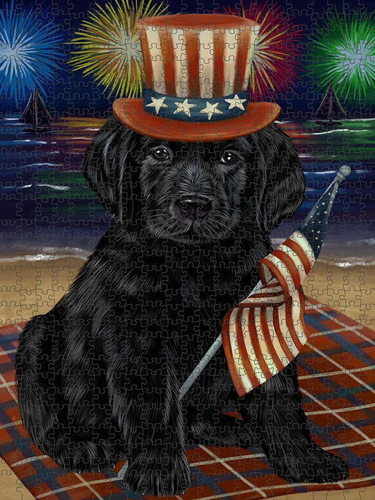 4th of July Independence Day Firework Labrador Retriever Dog Puzzle with Photo Tin PUZL50973