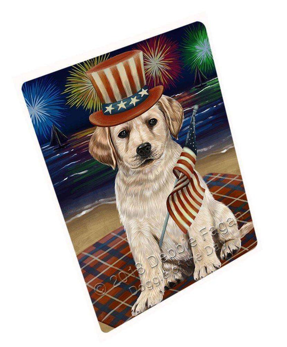 4th of July Independence Day Firework Labrador Retriever Dog Tempered Cutting Board C50646