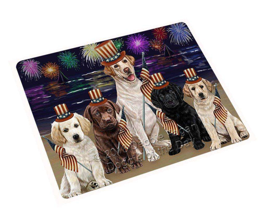 4th of July Independence Day Firework Labrador Retriever Dog Tempered Cutting Board C50652