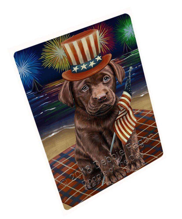 4th of July Independence Day Firework Labrador Retriever Dog Tempered Cutting Board C50655