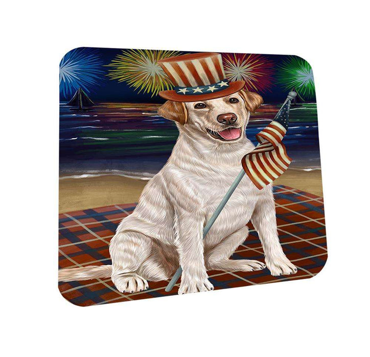 4th of July Independence Day Firework Labrador Retrievers Dog Coasters Set of 4 CST48886