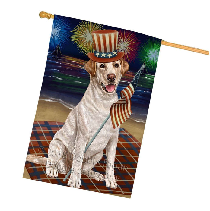 4th of July Independence Day Firework Labrador Retrievers Dog House Flag FLG48892