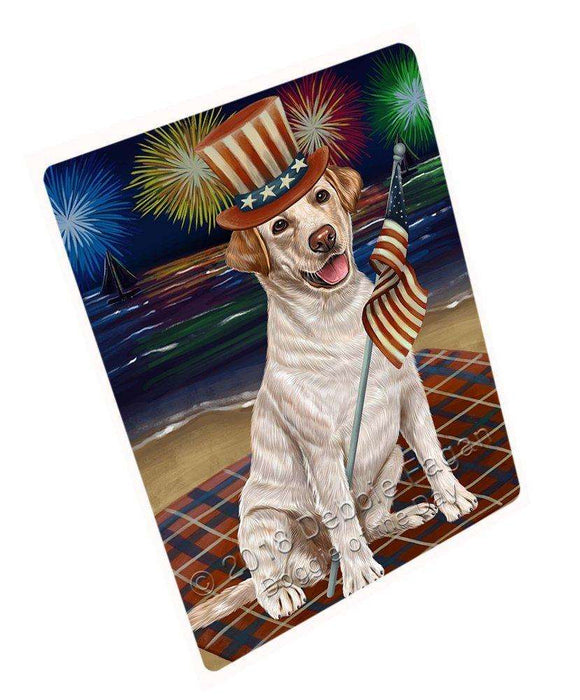 4th of July Independence Day Firework Labrador Retrievers Dog Tempered Cutting Board C50649