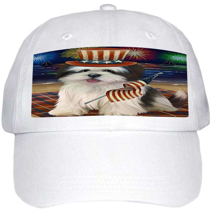 4th of July Independence Day Firework Lhasa Apso Dog Ball Hat Cap HAT50538