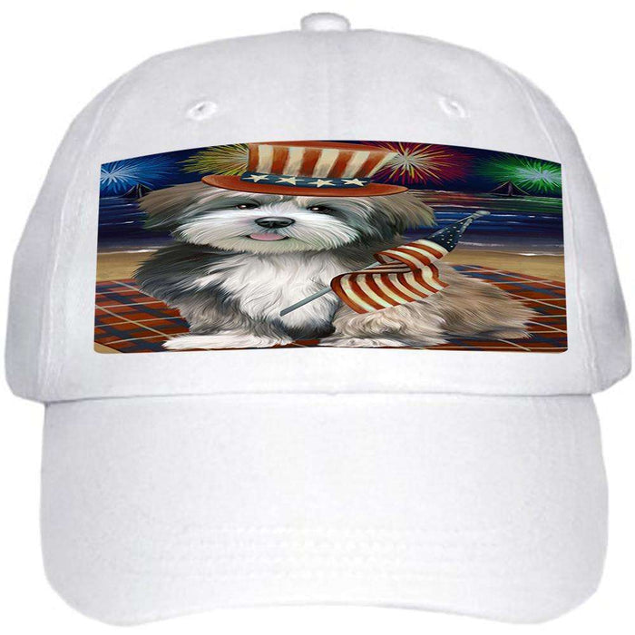 4th of July Independence Day Firework Lhasa Apso Dog Ball Hat Cap HAT50541