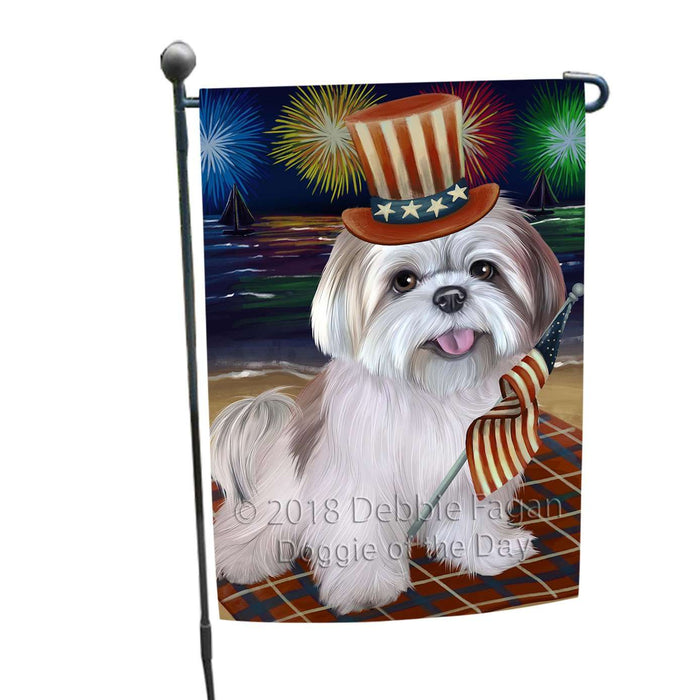 4th of July Independence Day Firework Lhasa Apso Dog Garden Flag GFLG48840