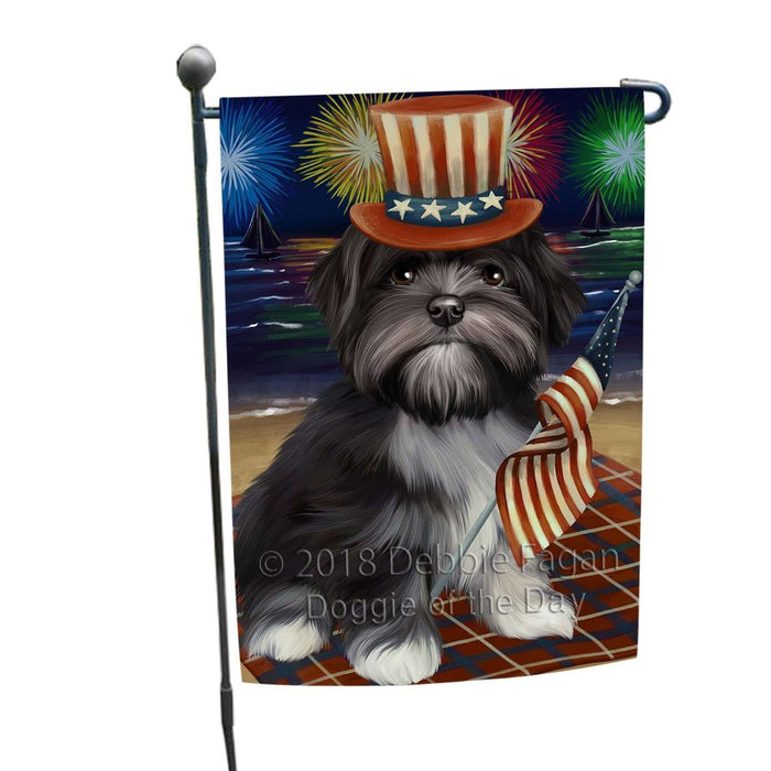 4th of July Independence Day Firework Lhasa Apso Dog Garden Flag GFLG48842