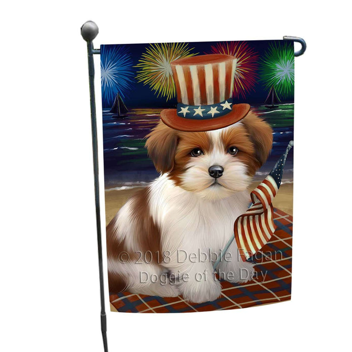 4th of July Independence Day Firework Lhasa Apso Dog Garden Flag GFLG48843