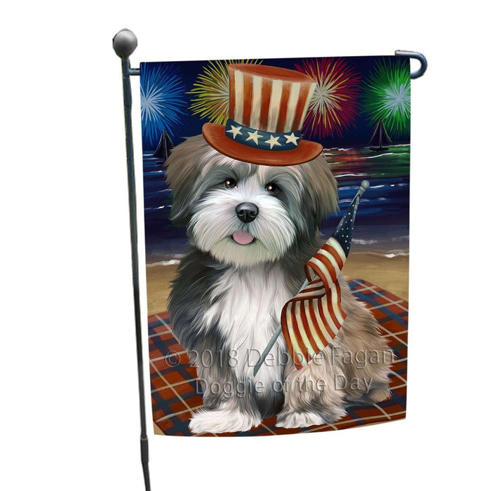 4th of July Independence Day Firework Lhasa Apso Dog Garden Flag GFLG48845