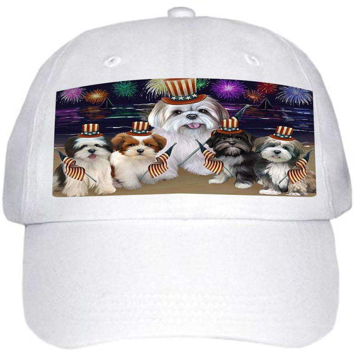 4th of July Independence Day Firework Lhasa Apsos Dog Ball Hat Cap HAT50529