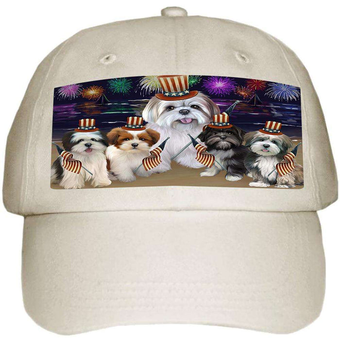 4th of July Independence Day Firework Lhasa Apsos Dog Ball Hat Cap HAT50529