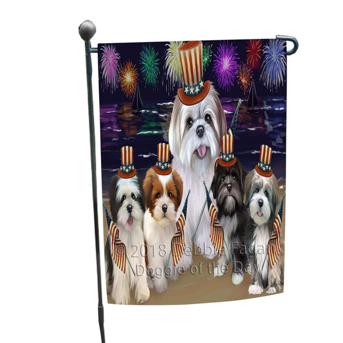 4th of July Independence Day Firework Lhasa Apsos Dog Garden Flag GFLG48841