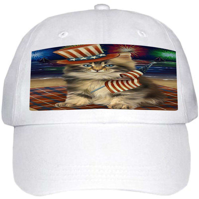 4th of July Independence Day Firework Maine Coon Cat Ball Hat Cap HAT61080