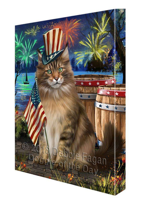 4th of July Independence Day Firework Maine Coon Cat Canvas Print Wall Art Décor CVS104318