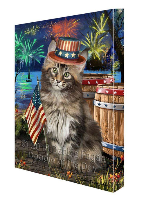 4th of July Independence Day Firework Maine Coon Cat Canvas Print Wall Art Décor CVS104327