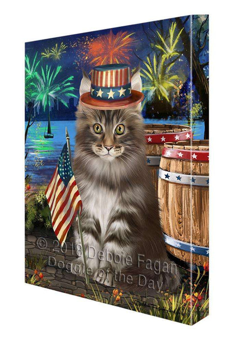 4th of July Independence Day Firework Maine Coon Cat Canvas Print Wall Art Décor CVS104336